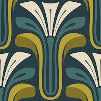 Stylish Vintage Bloom in Green Yellow - S wallpaper