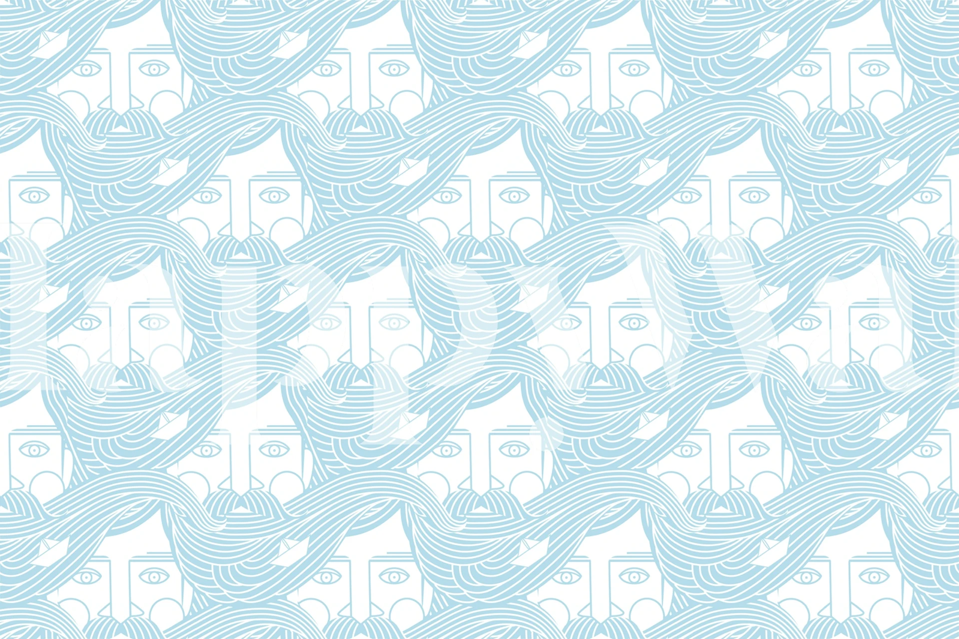 Padrão de papel de parede Neptun em um quarto