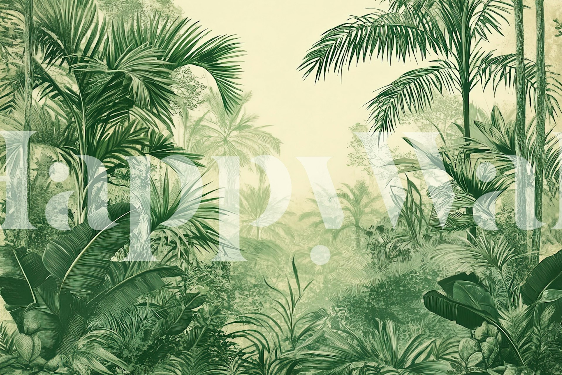 Papel de parede Monochromatic Jungle em um quarto