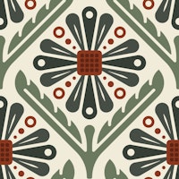 Geometric Daisy Vibes in Green Red - S tapeta