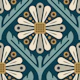 Geometric Daisy Vibes in Blue Cream - S