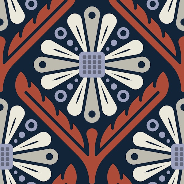 Geometric Daisy Vibes in Red Purple - S