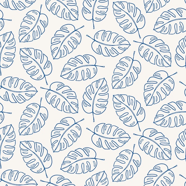 Monstera Leaf Blue Beige