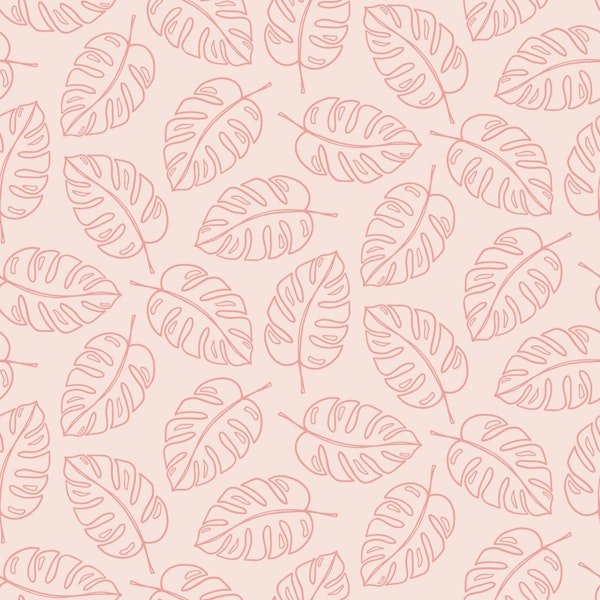Monstera Leaf Coral Pink