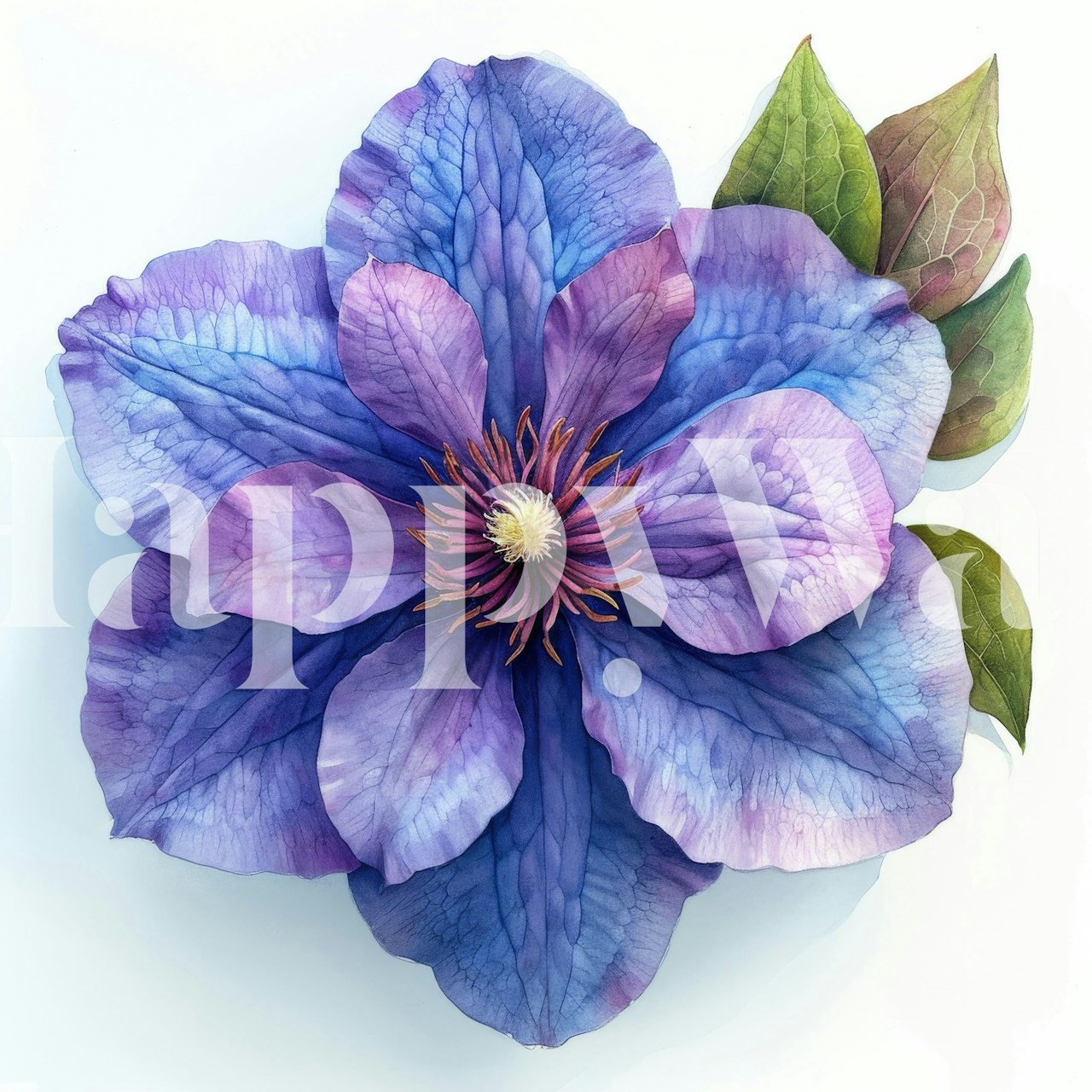 Φλοράλ ταπετσαρία Clematis Grace σε ένα δωμάτιο