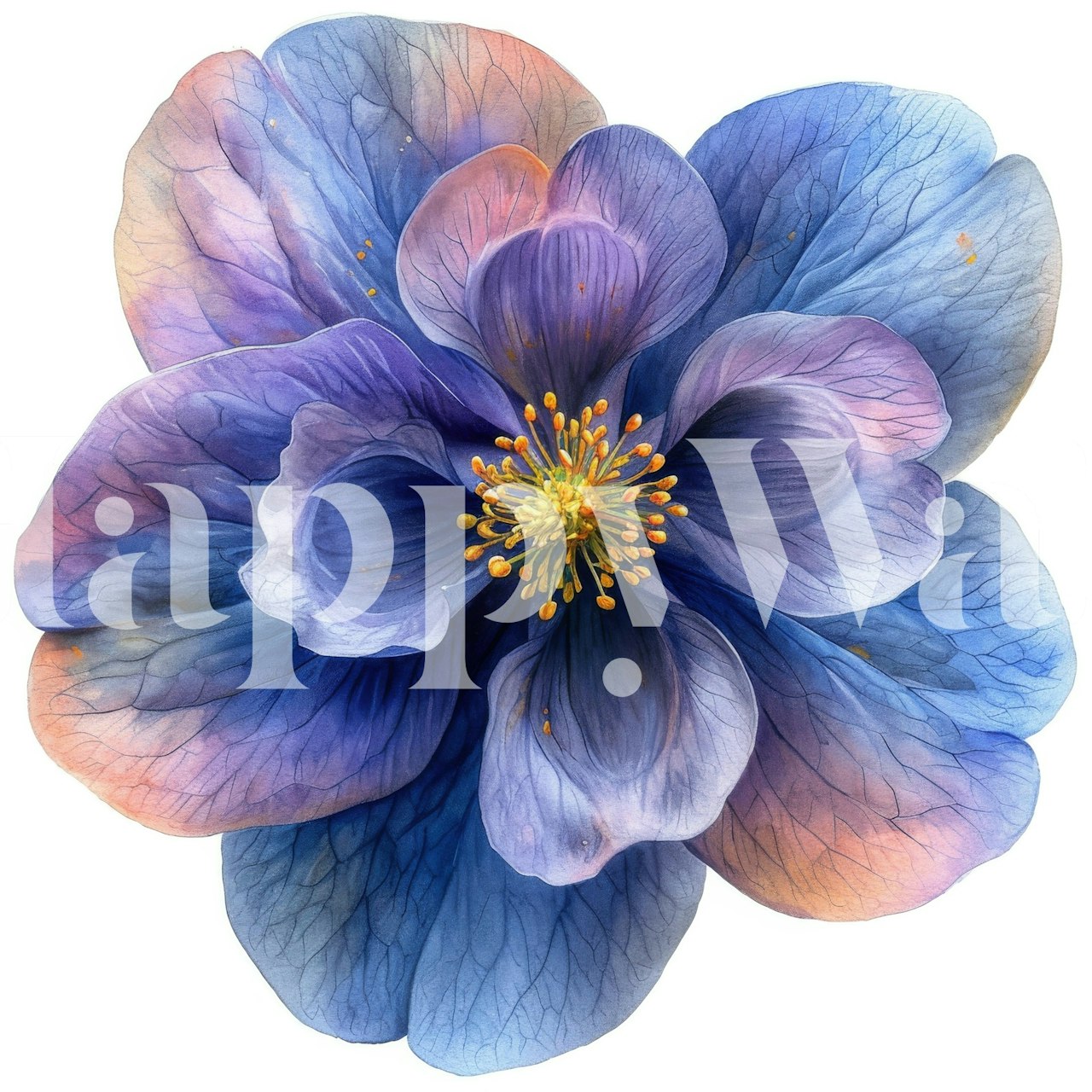 Large purple and blue flower design wallpaper