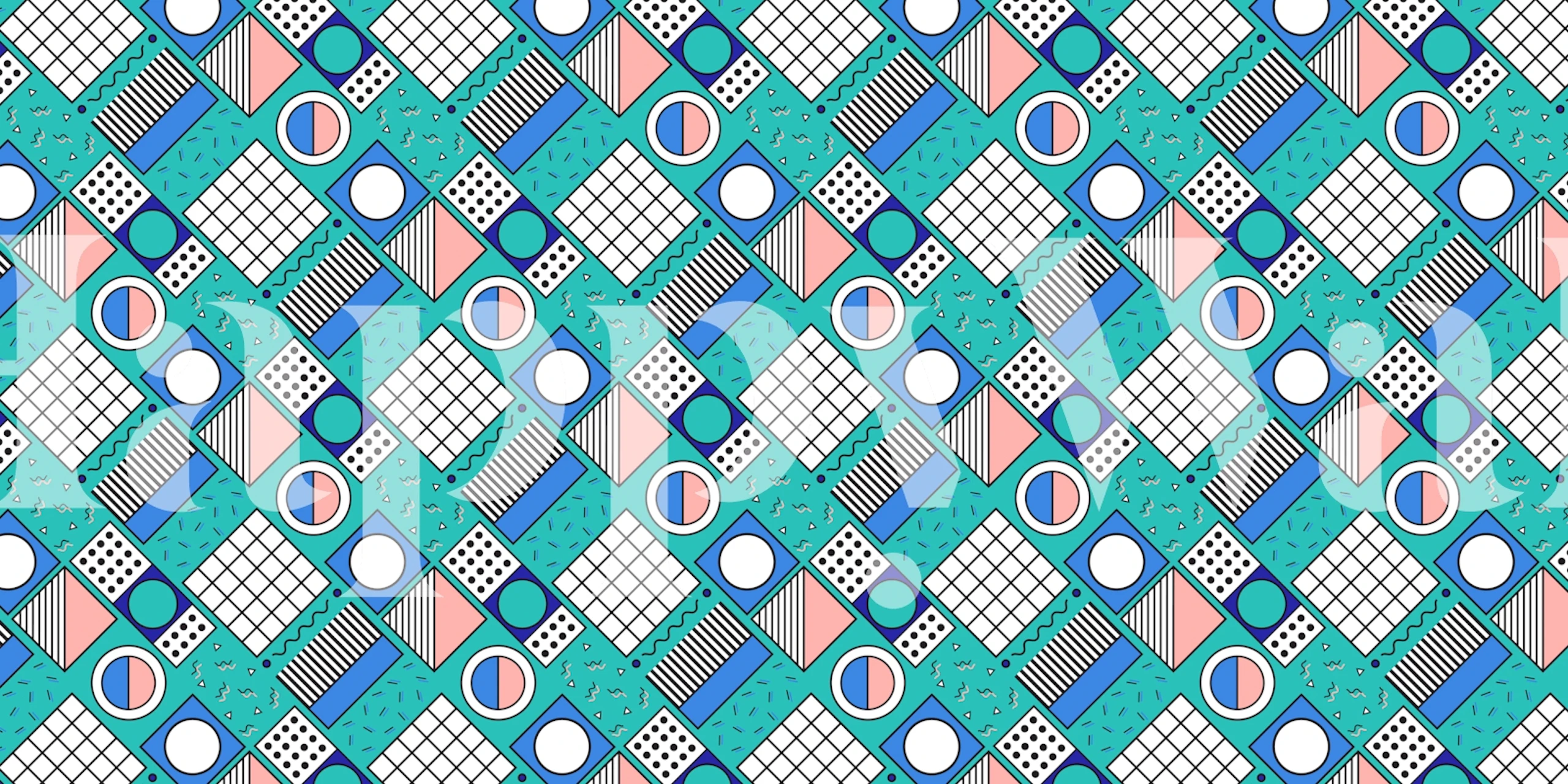 Memphis Style Geometric Art Tapete in einem Raum