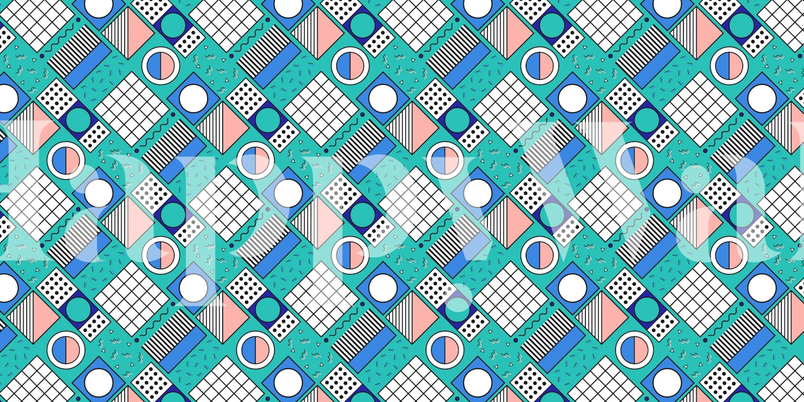 Memphis Style Geometric Art wallpaper in a room