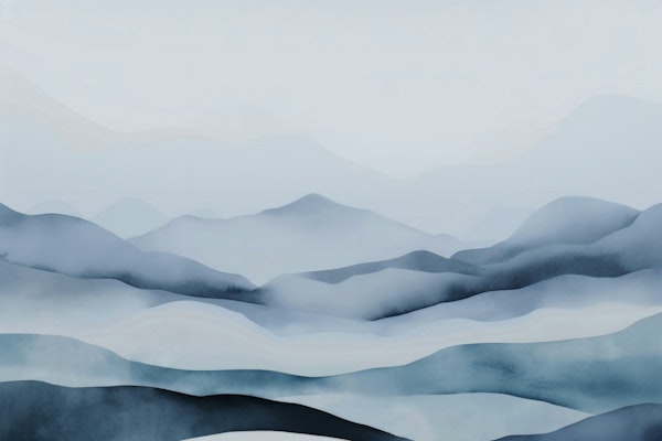 Blue Hour Peaceful Mountain Mist