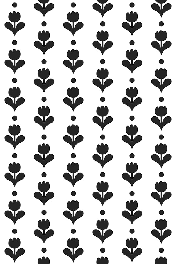 Tulip flowers garland / stripes /black white