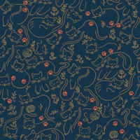 Dreaming cats in navy tapete