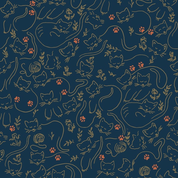 Dreaming cats in navy