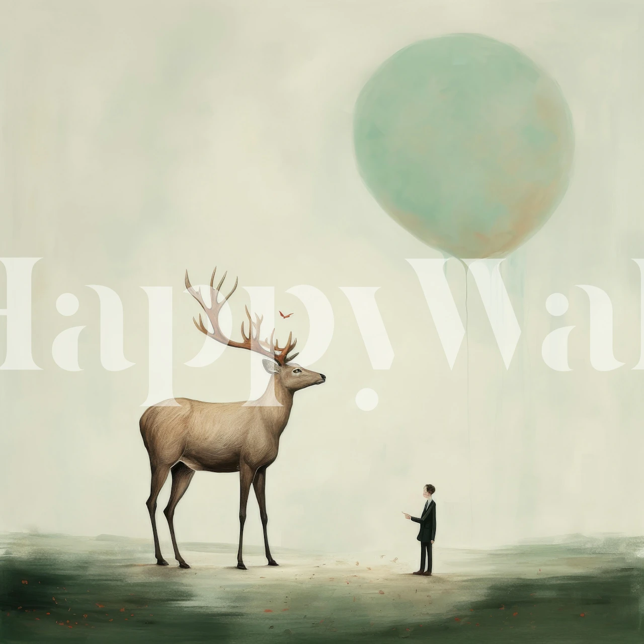 Minimal Deer wallpaper in a room