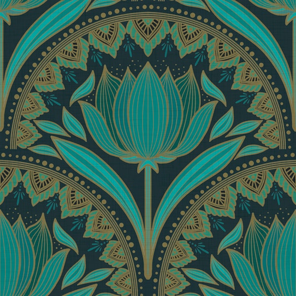 Art Deco Teal Bloom