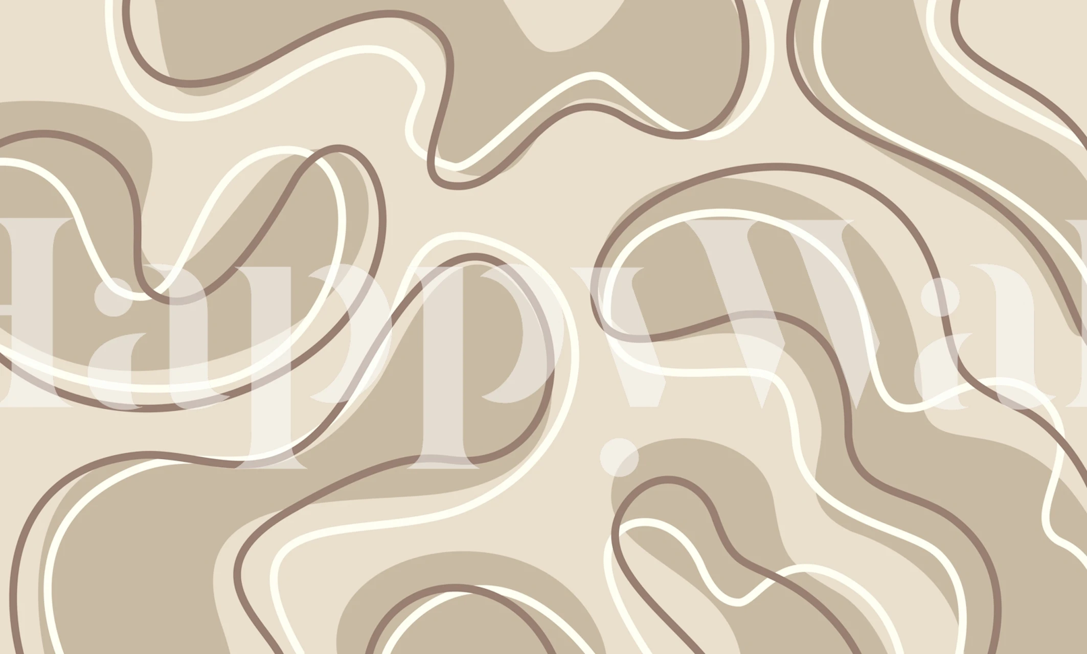 Abstract flowing shapes in beige tones wallpaper