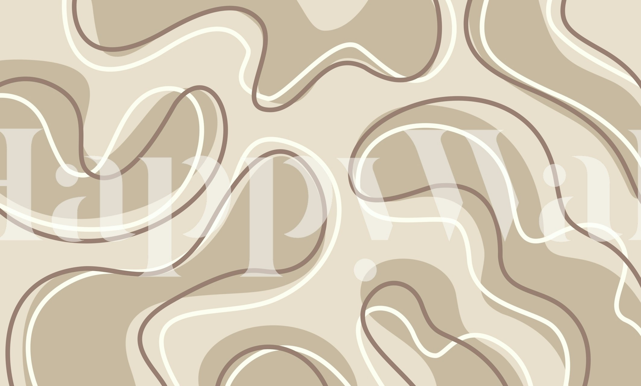 Abstract flowing shapes in beige tones wallpaper