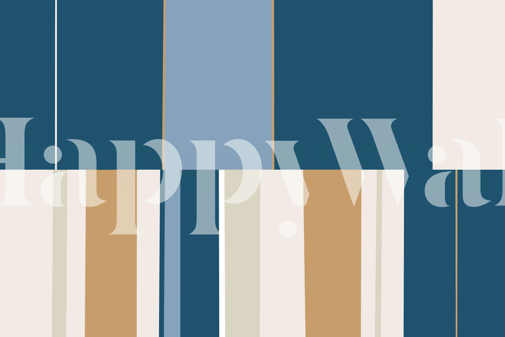 Blue and beige geometric pattern wallpaper