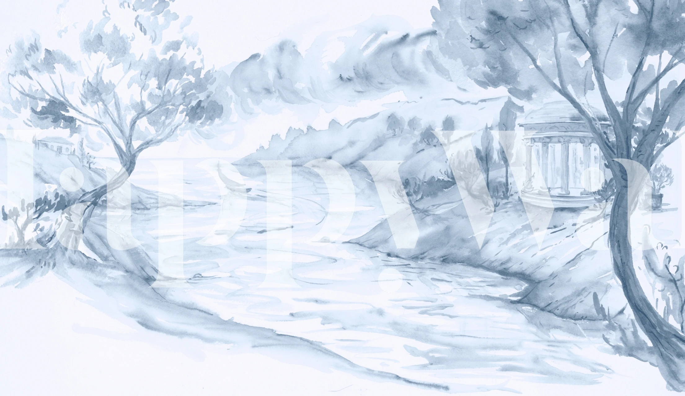 Tranquil river scene behang in een kamer