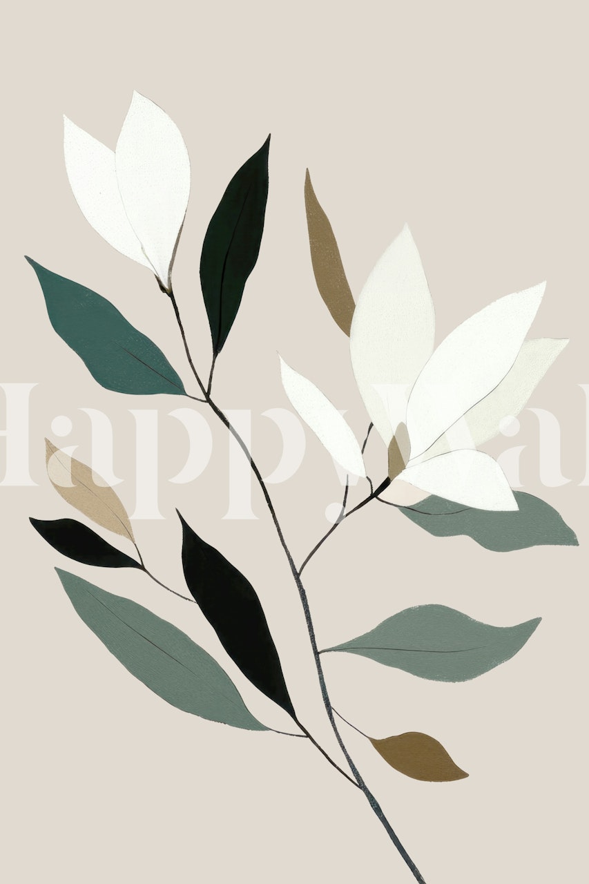 Elegant Magnolia Flower behang in een kamer