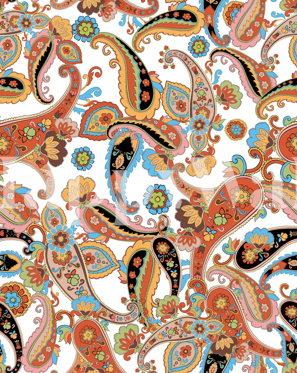 Bohemain Paisley Art wallpaper in a room