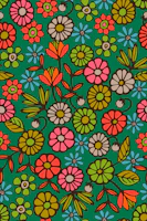Pick A Posy Retro Boho Flowers Bright Green tapetit