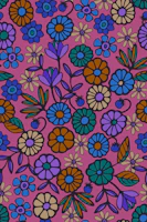 Pick A Posy Retro Boho Flowers Moody Mauve tapetit