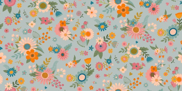 Spring flowers - pink, blue, orange and grey