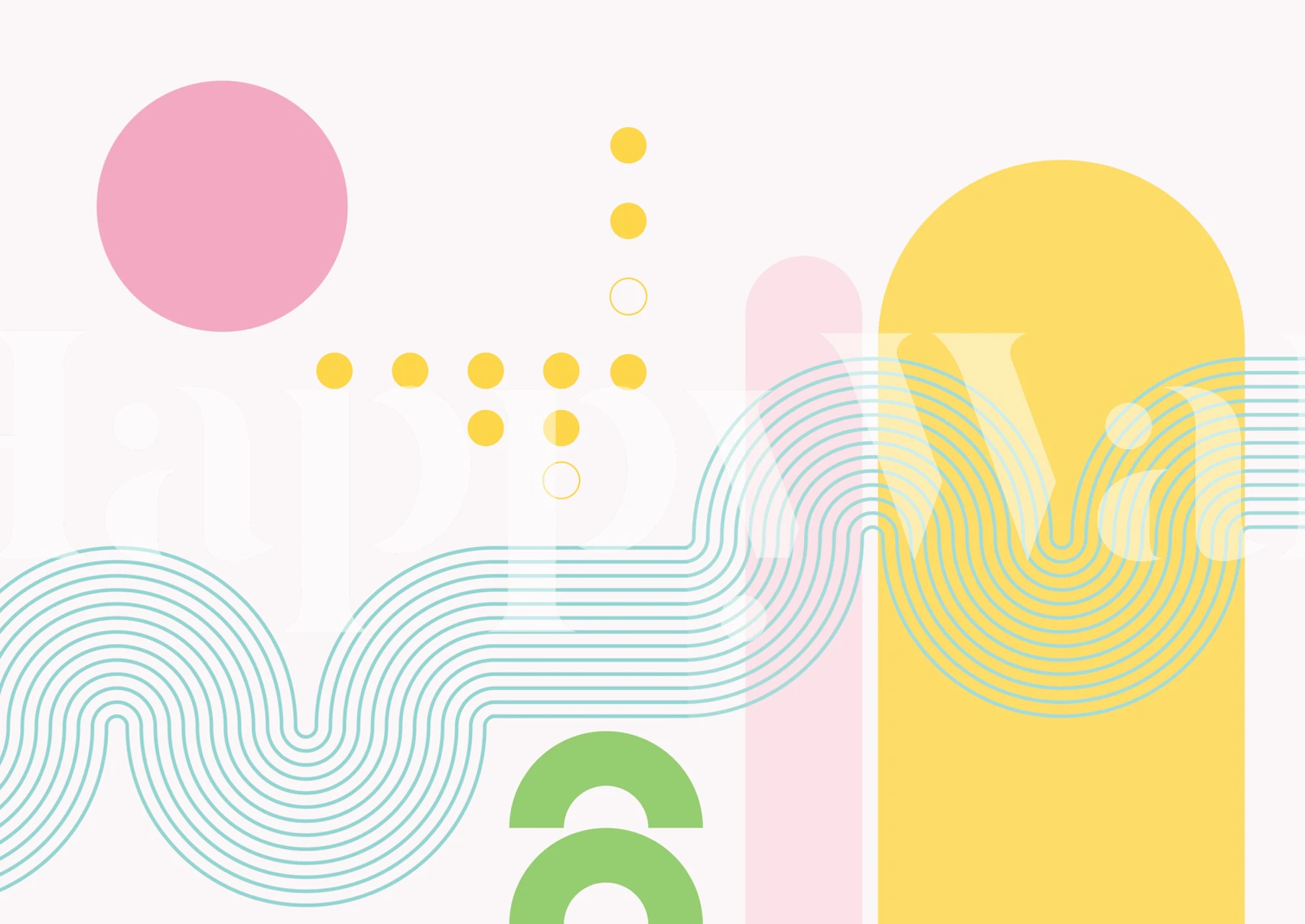 Bold Minimalist Curves Tapete in einem Raum