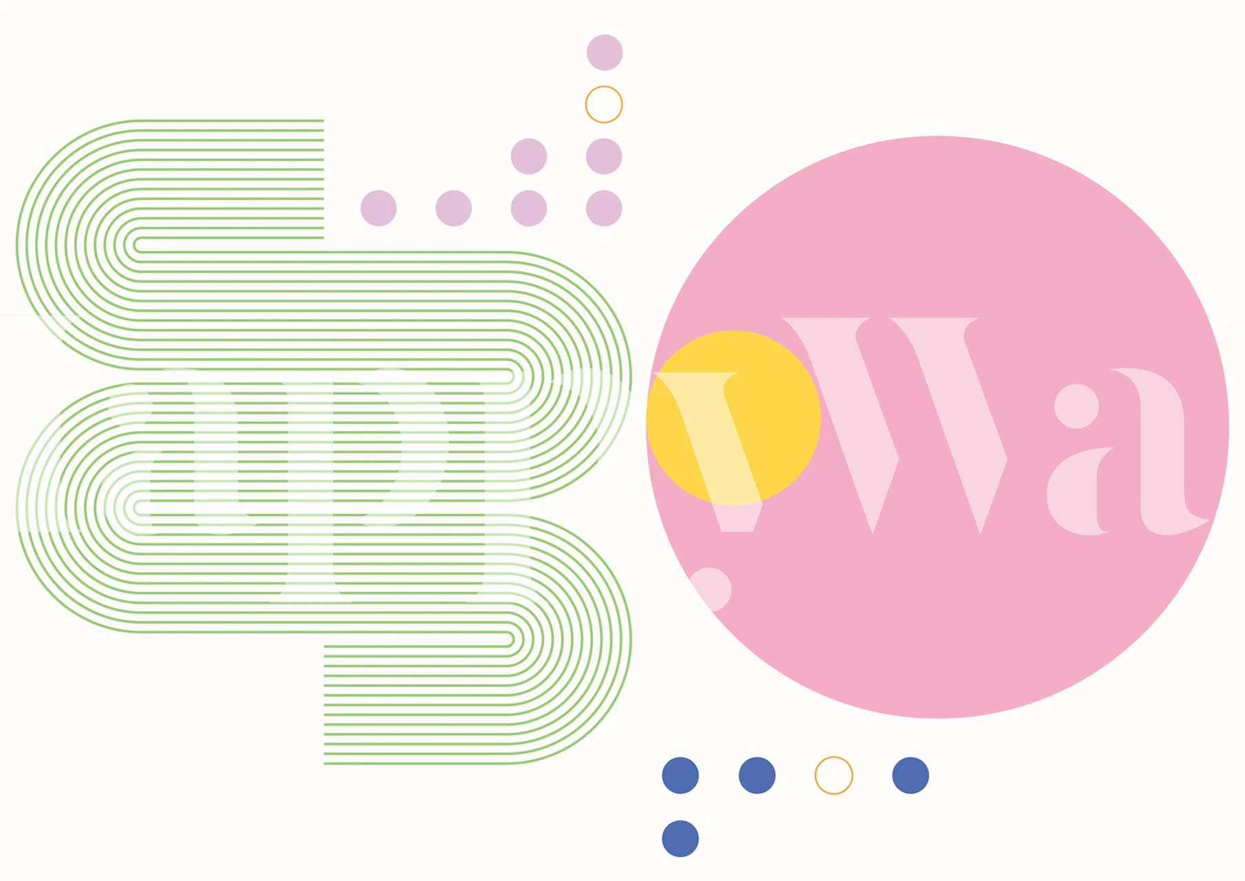 Geometric lines and shapes in pink, green, and blue wallpaper