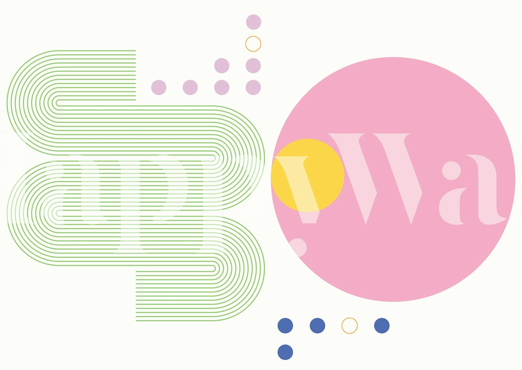 Geometric lines and shapes in pink, green, and blue wallpaper