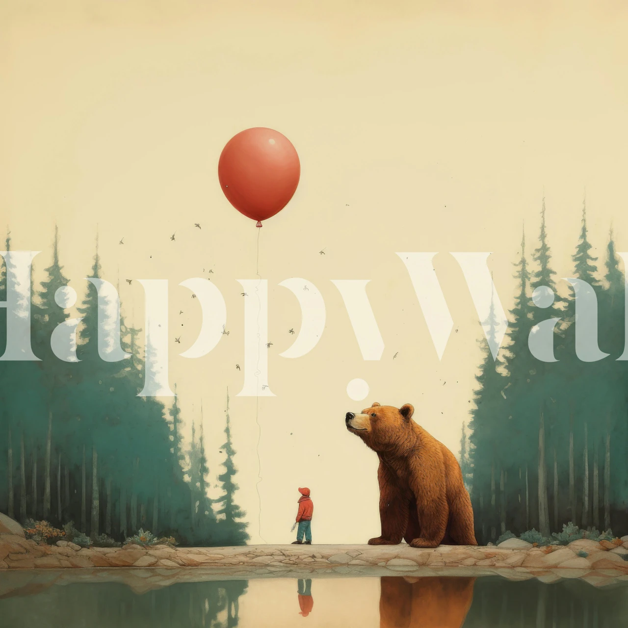 Minimal Grizzly Stillness wallpaper in a room