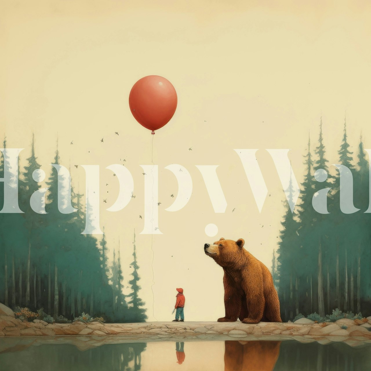 Minimal Grizzly Stillness wallpaper in a room