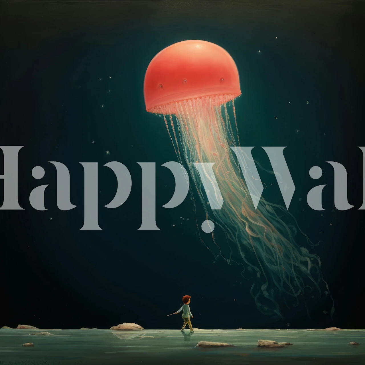 Minimal Jellyfish Glow tapeta prikazana u prostoriji