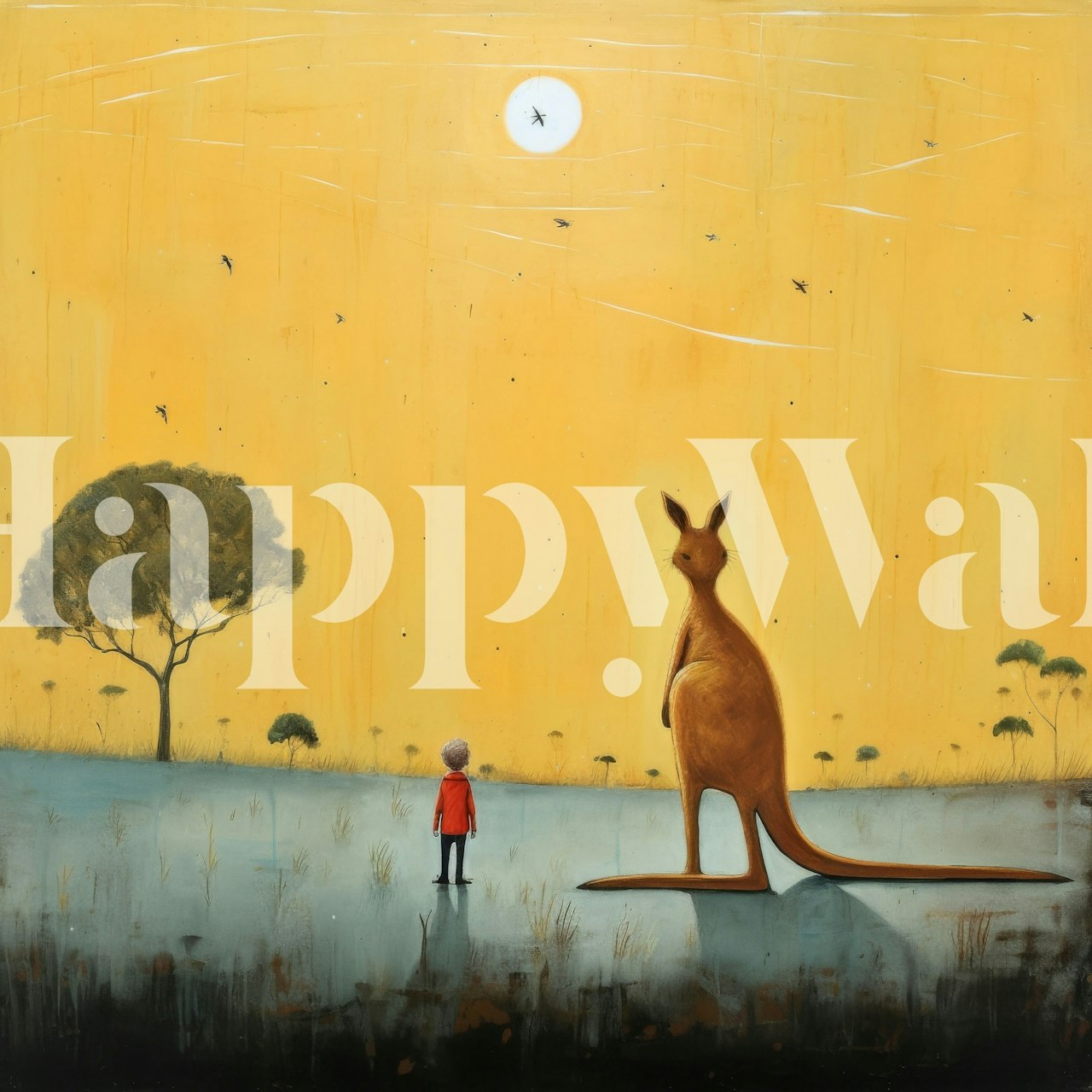 Minimal Kangaroo Pause tapet i et rom