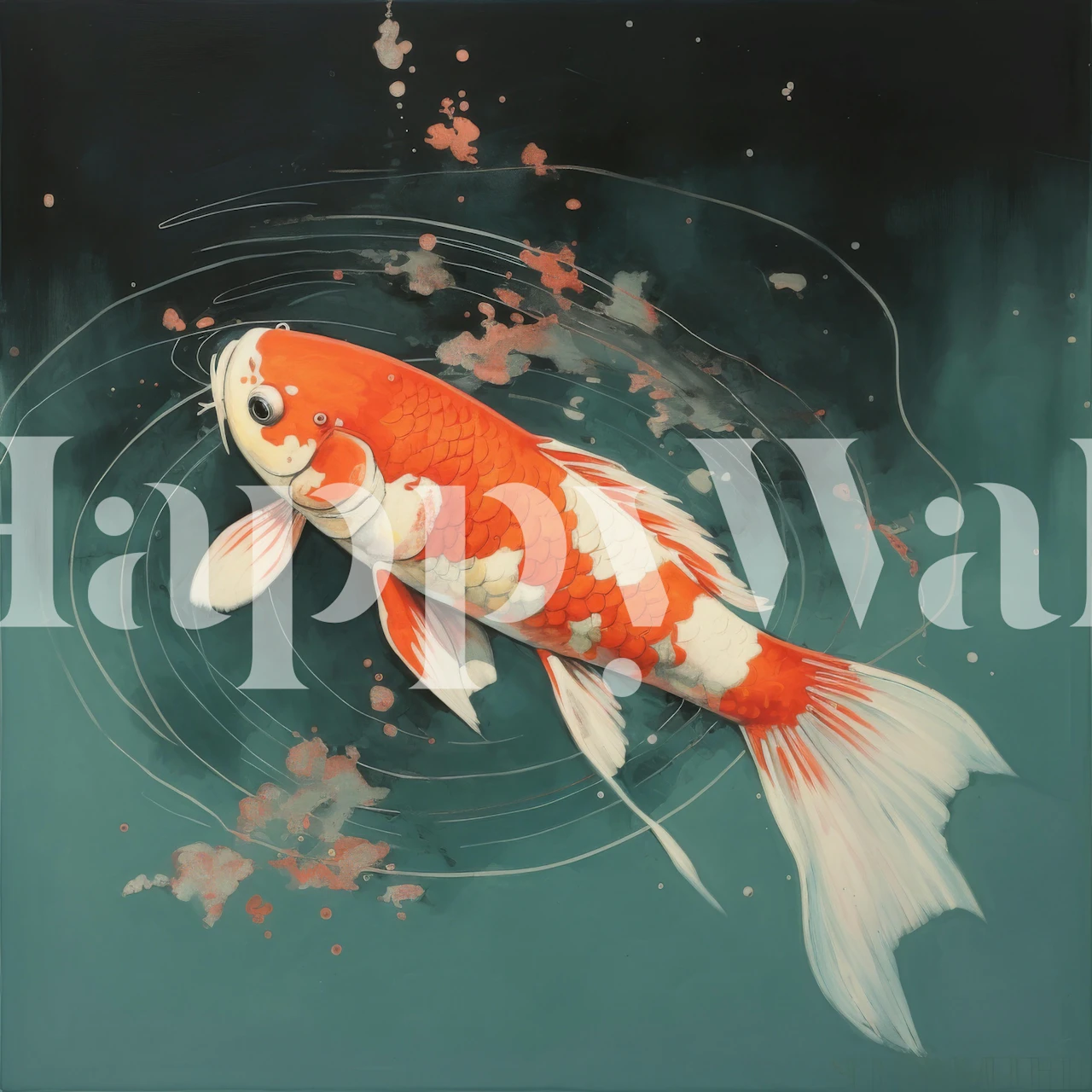 Carta da parati Minimal Koi Flow in una stanza