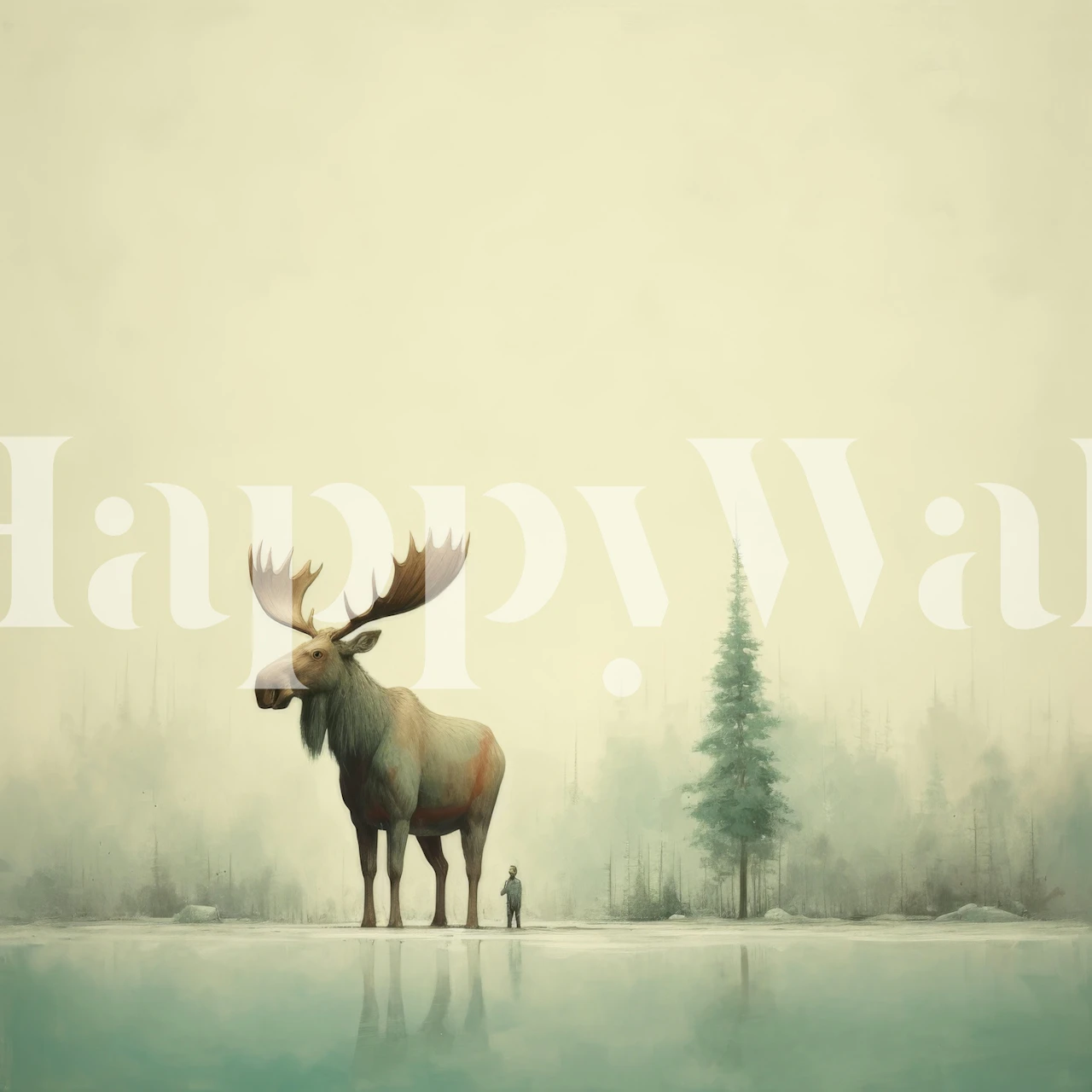 Papel de parede Minimal Moose Presence em um quarto