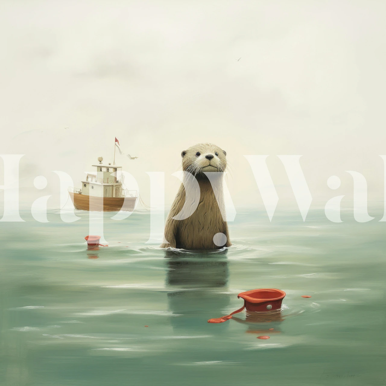 Minimal Otter Drift papier peint avec une loutre