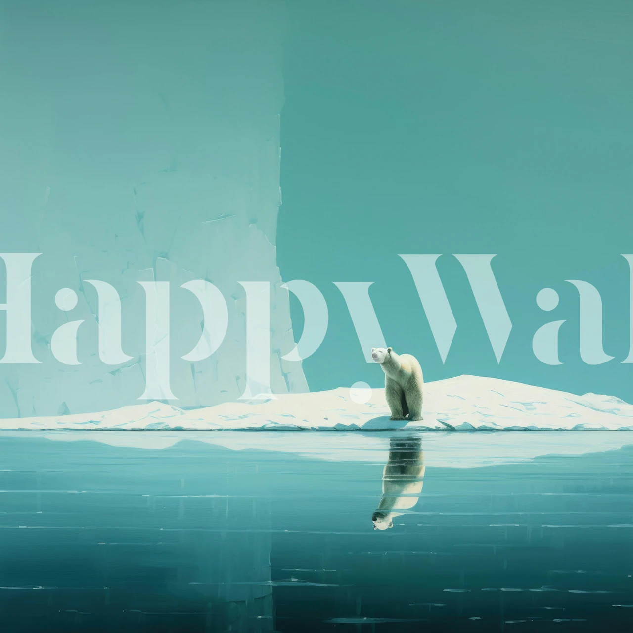 Minimal polar bear wallpaper in a room