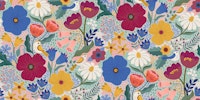 Maxi Summer floral with birds - plum and blue wallpaper