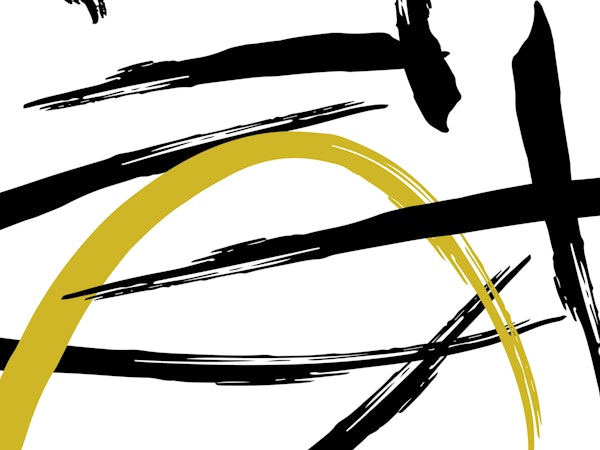 Abstract black and yellow strokes