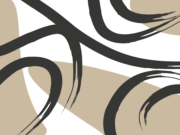 Black strokes on beige shapes geometric love