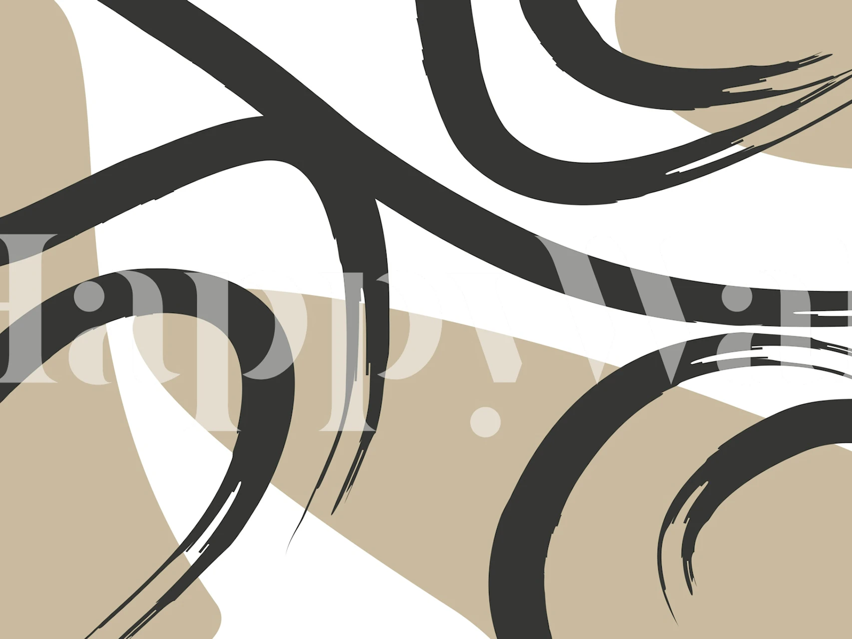 Geometriset mustat viivat beigen tapetin päällä