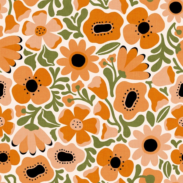 Mid Mod Meadow in Tropical Orange