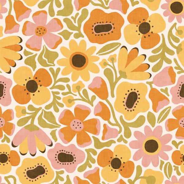 Mid Mod Meadow in Seventies Pink and Orange