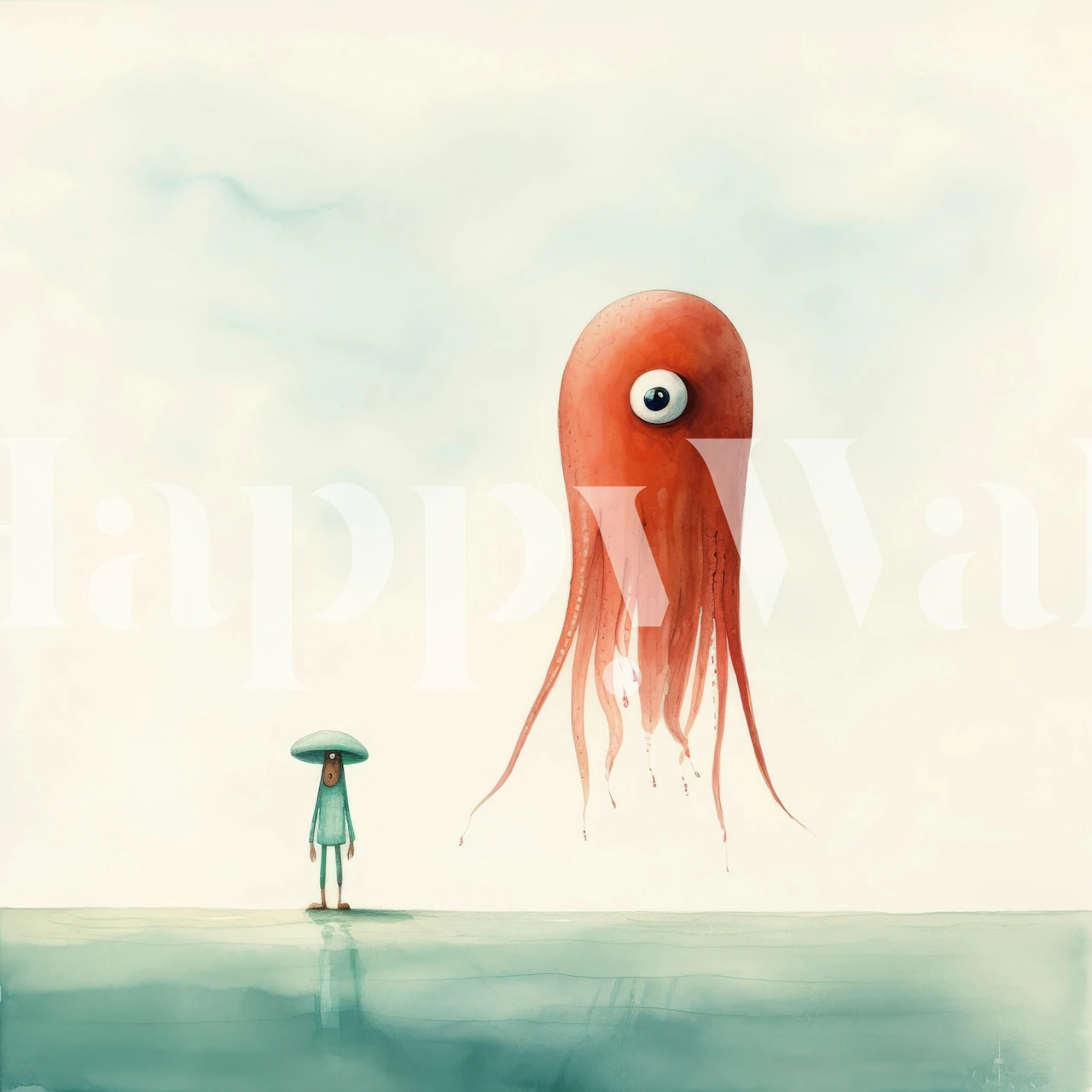 Minimal Squid Tapete in einem Raum