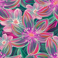 Fluo Bloom - Purple & Emerald behang