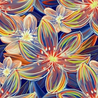 Fluo Bloom - Orange & Blue behang