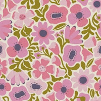 Mid Mod Meadow in Retro Green and Pink tapet