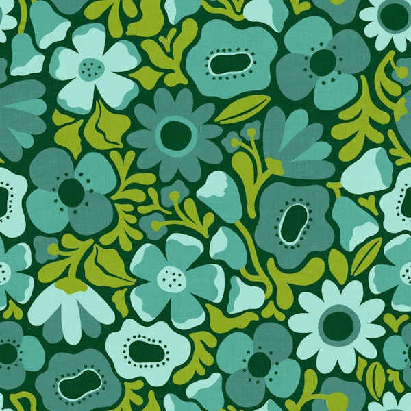 Mid Mod Meadow in Retro Teal Green