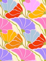 Nouveau Fan Floral Dance • Vibrant ταπετσαρία